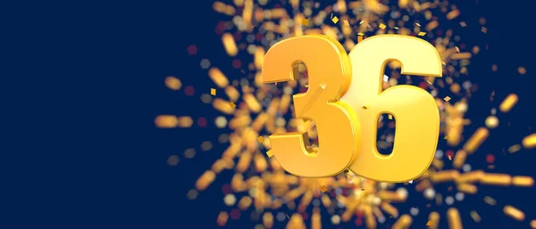 Gold Number Foreground Gold Confetti Falling Fireworks Out Focus Dark — Stockfoto