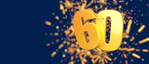 Gold Number Foreground Gold Confetti Falling Fireworks Out Focus Dark — Fotografia de Stock