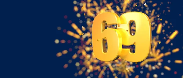 Gold Number Foreground Gold Confetti Falling Fireworks Out Focus Dark — Stockfoto