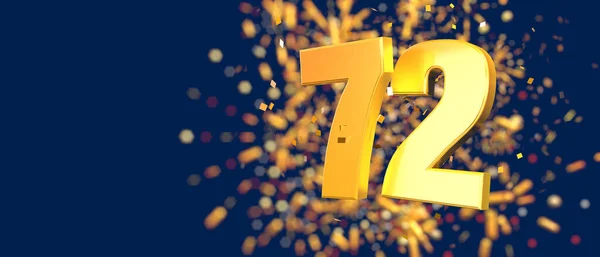 Gold Number Foreground Gold Confetti Falling Fireworks Out Focus Dark — Stock Photo, Image