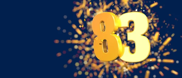 Gold Number Foreground Gold Confetti Falling Fireworks Out Focus Dark — Foto Stock