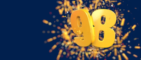 Gold Number Foreground Gold Confetti Falling Fireworks Out Focus Dark — Foto Stock