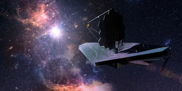 Космический Телескоп Джеймса Уэбба Путешествует Исследует Глубокий Космос Фоне Галактики — стоковое фото