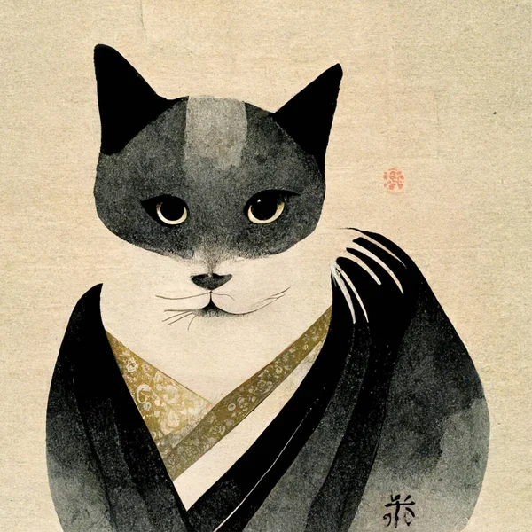 Japanese art style Cat