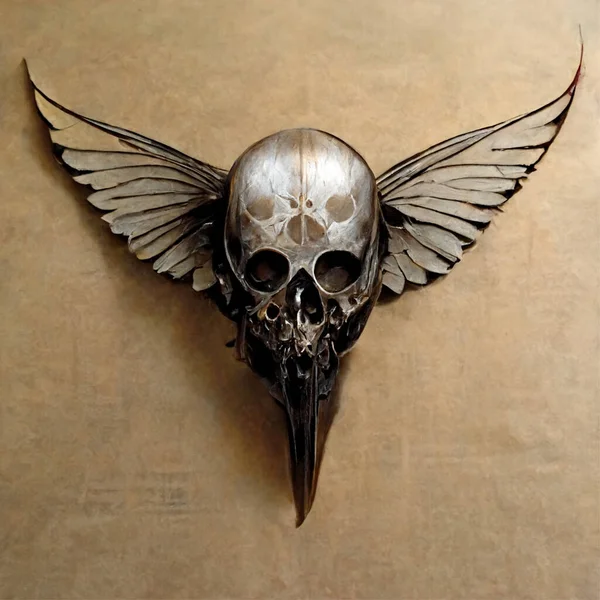 metal scull with wings logo
