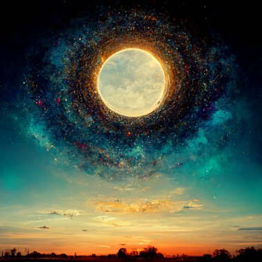 milky way, cosmos, moon, sun, infinity