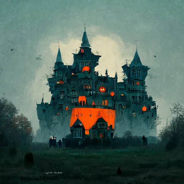 Huge Halloween Castle Broad Daylight — Stock fotografie