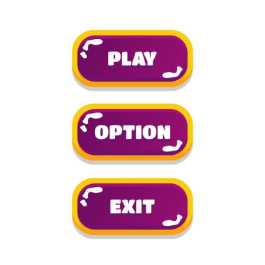 Big set buttons for games and app. Wooden game UI kit. match 3