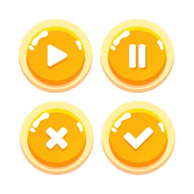 Big set buttons for games and app. Glass game UI kit. Space game icon.