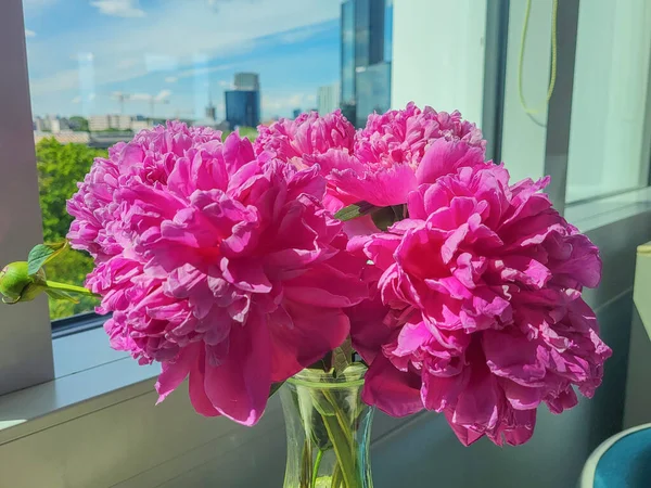 beautiful pink flower in the office