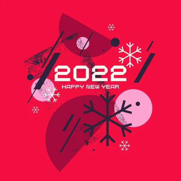 Un poster per la celebrazione del nuovo anno 2022. Una composizione di forme geometriche. Un modello per il tuo design. — Vettoriale Stock