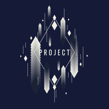 Geometrik şekillerden oluşan modern bir poster. Çeşitli şekillerde soyut bir arkaplan. Tasarım için modaya uygun grafikler