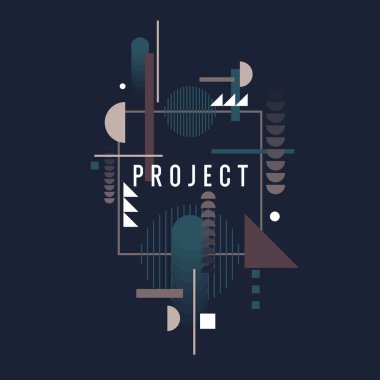 Geometrik şekillerden oluşan modern bir poster. Çeşitli şekillerde soyut bir arkaplan. Tasarım için modaya uygun grafikler