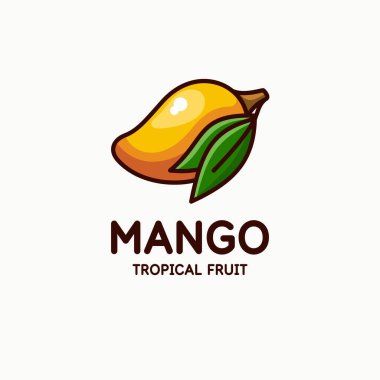 Düz bir mango tasviri. Işık arkaplanındaki izole görüntü. Vektör simgesi.