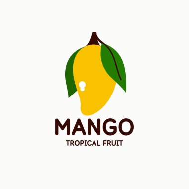 Düz bir mango tasviri. Işık arkaplanındaki izole görüntü. Vektör simgesi.