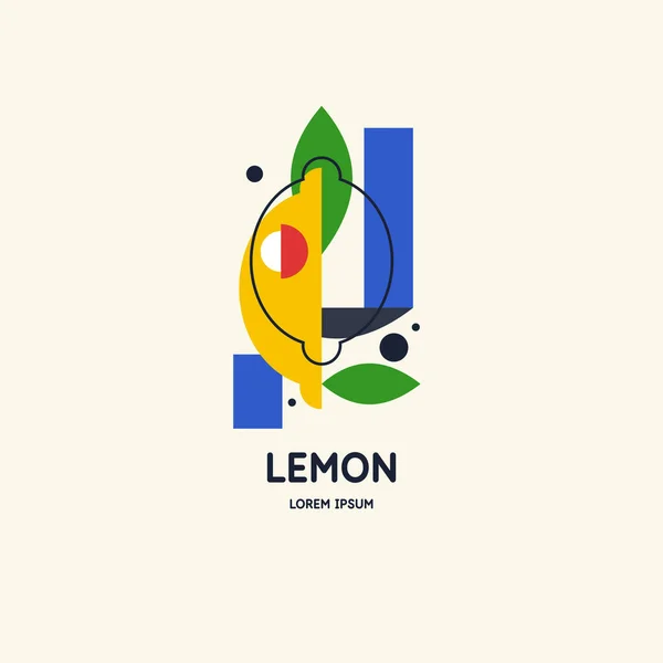 Gráficos vectoriales en un estilo minimalista de moda con elementos geométricos.. Ilustración de un limón. — Vector de stock
