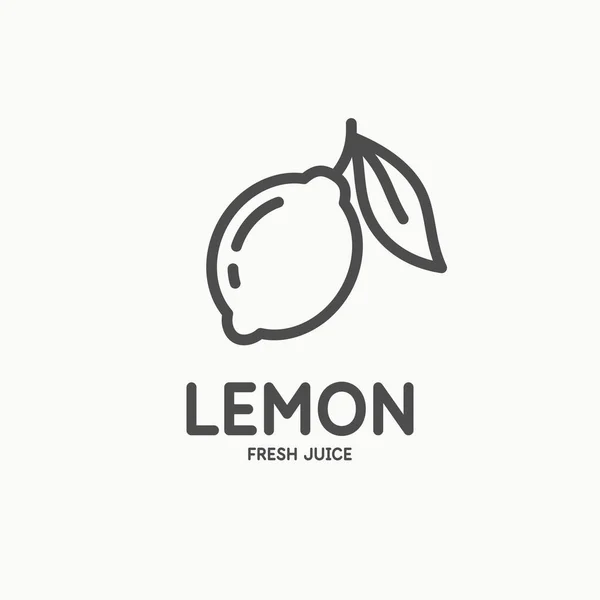 Lemon illustration in linear flat style. Isolated image on a light background. Vector icon. An element for design. — Stock Vector