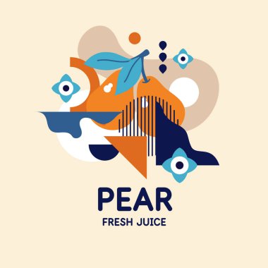 Geometrik elementlerle minimalist tarzda vektör grafikleri. Düz bir armut tasviri.