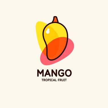 Düz bir mango tasviri. Işık arkaplanındaki izole görüntü. Vektör simgesi.