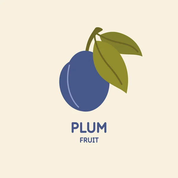 Illustration of a plum in a flat style. Isolated image on a light background. Vector icon. — Stock Vector