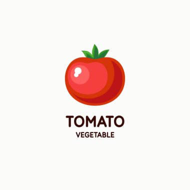 Düz bir domates tasviri. Işık arkaplanındaki izole görüntü. Vektör simgesi.