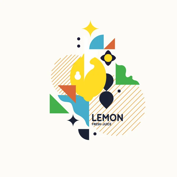 Gráficos vectoriales en un estilo minimalista de moda con elementos geométricos.. Ilustración de un limón. — Archivo Imágenes Vectoriales