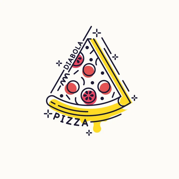 Рисование пиццы. Кусок свежей вкусной пиццы. Плакат с изображением еды. — стоковый вектор