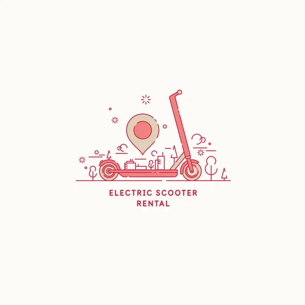 Vehículo. Imagen gráfica de un scooter eléctrico de estilo plano. Transporte para moverse por las calles. — Archivo Imágenes Vectoriales