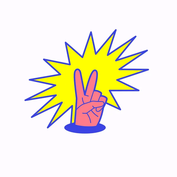 Η απεικόνιση της τάσης δείχνει την αντιπαράθεση. Χειρονομία με τα δάχτυλα του χεριού. Δύο δάχτυλα σηκωμένα.. — Διανυσματικό Αρχείο