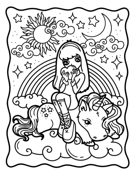 Halloween Coloring Page Coloring Book Children Adults Goat Magician Candles — Vettoriale Stock