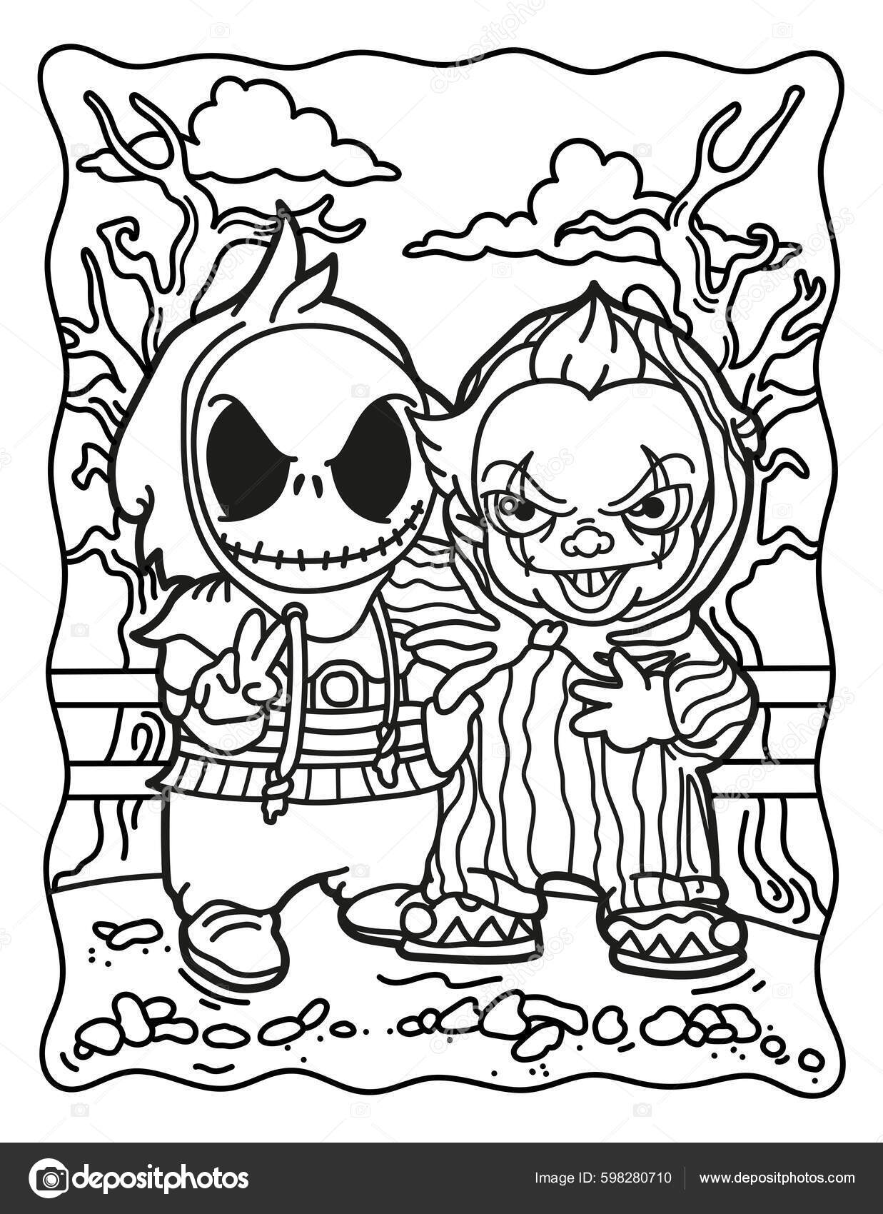 Adorably Scary Halloween Coloring Book For Kids: A Large Coloring Book with  Cute Halloween Characters (Trick-Or-Treat #7)