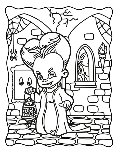 Coloring Book Children Count Dracula Castle Coloring Book Adults Halloween — Vetor de Stock