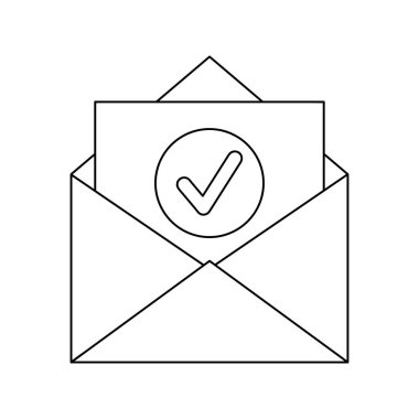 İşaretleme simgesi olan zarf, işaretleme düğmesi, Vektör illüstrasyonu siyah ve beyaz illüstrasyon.