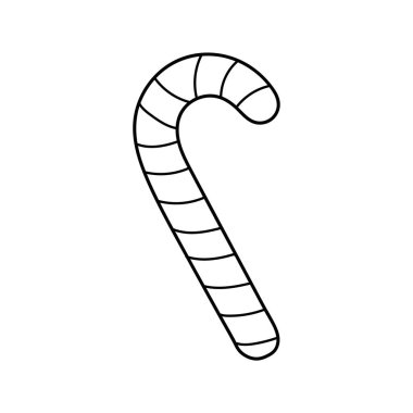 Noel şeker kamışı. Çocuklar için boyama kitabı. Siyah ve beyaz vektör çizimi.