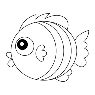 Bir balık. Boyama. Çocuklar için boyama kitabı. Yaz renklendirmesi.