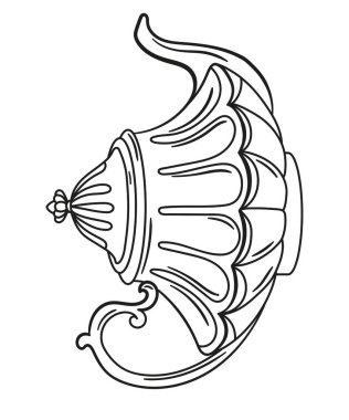 Çaydanlık. Şirin bir çaydanlık. Yetişkinler ve çocuklar için boyama kitabı. Siyah ve beyaz vektör çizimi.