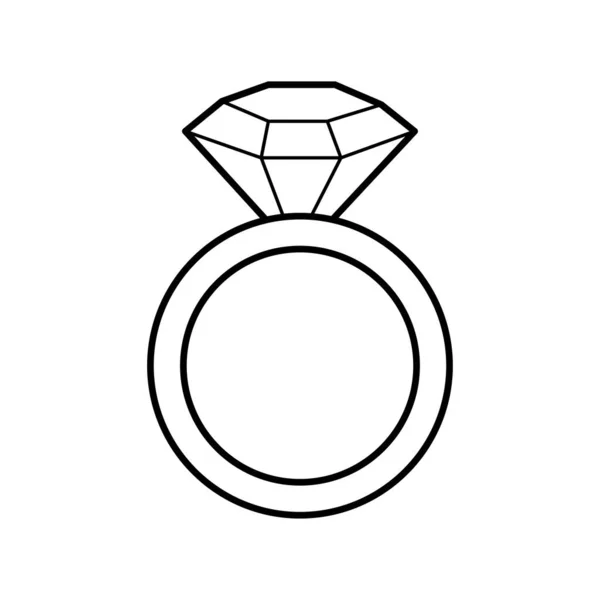 Anel Com Pedra Preciosa Diamante Ilustração Vetorial Preto Branco Coloração Ilustração De Stock