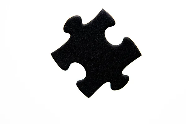 Black Puzzle Piece White Background — Foto de Stock