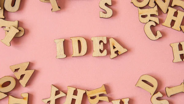 Word Idea Written Wooden Letters Pink Background — Foto de Stock