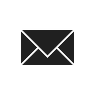 Simple black envelope icon on white background. Vector illustration