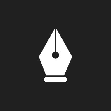 White fountain pen icon on black backround. Vector illustration