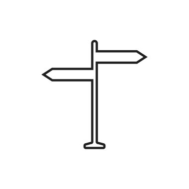 Simple outline signpost, direction icon on white background. Vector illustration