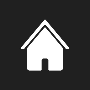 simple white home, house icon on black background. Vector illustration