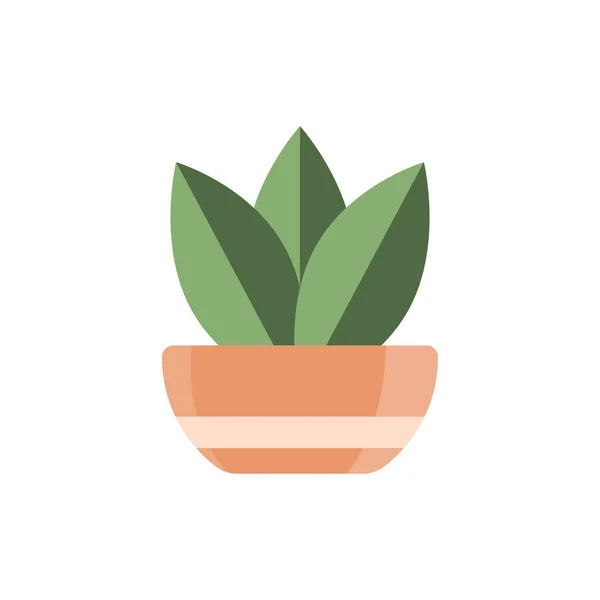 Simple Plants Green Leaves Pot Vector Illustration — Stock Vector