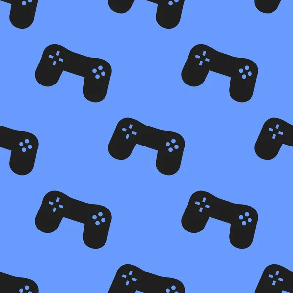 Simple Modern Black Gamepad Icon White Background Seamless Vector Illustration — Stok Vektör