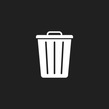 Outline recycle bin trash bin on black background. Vector illustration