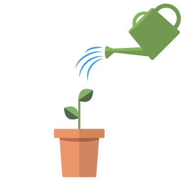 simple plants with green leaves in the pot. Vector illustration