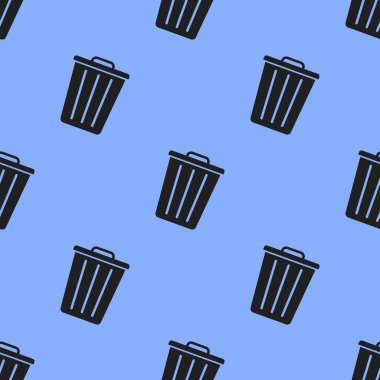 Recycle bin trash bin on blue background seamless. Vector illustration