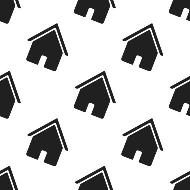 simple black home, house icons on white background seamless. Vector illustration