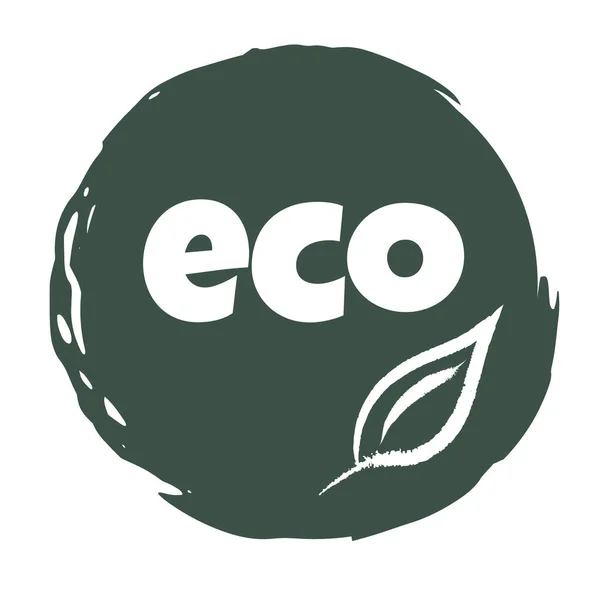 Ikona Pakowania Produktów Ekologicznych Białym Tle Liściem Ilustracja Wektora — Wektor stockowy